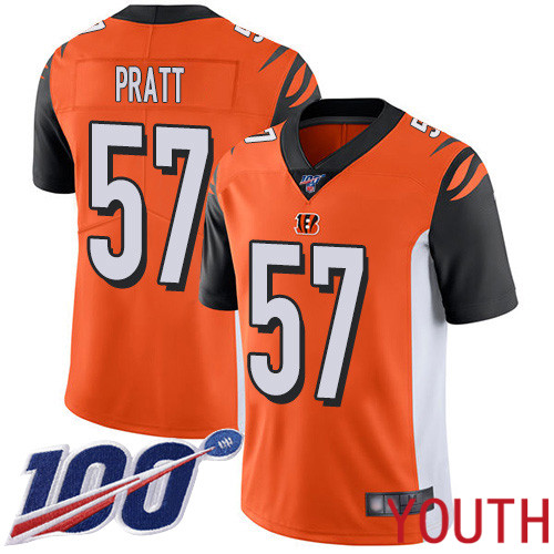 Cincinnati Bengals Limited Orange Youth Germaine Pratt Alternate Jersey NFL Footballl #57 100th Season Vapor Untouchable->youth nfl jersey->Youth Jersey